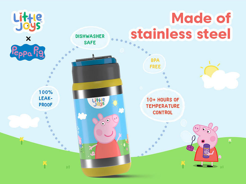 Peppa Pig Stainless Steel Flask Insulated Sipper Water Bottle for Boys Kids