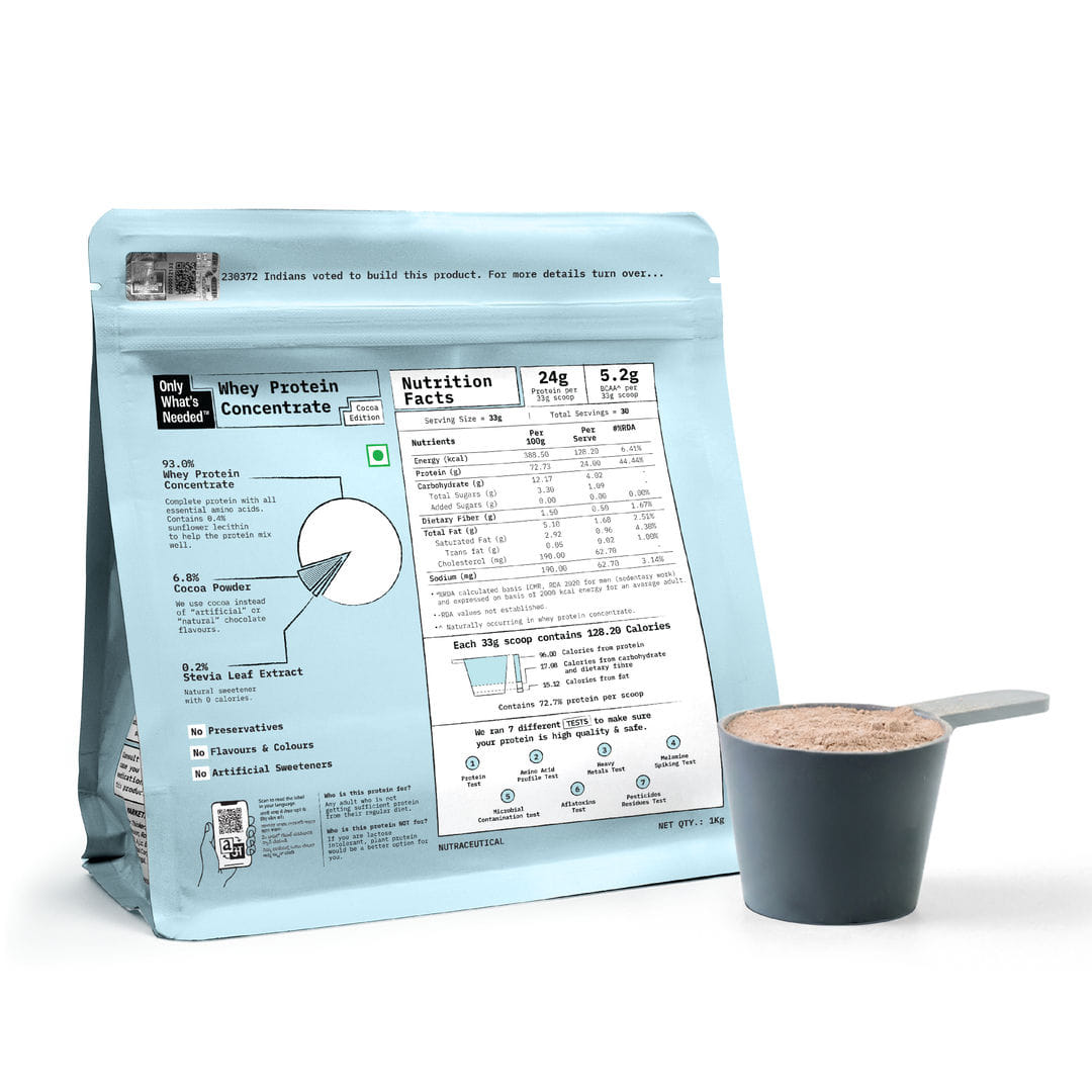 24g Whey Protein Concentrate | 1Kg Pack | Cocoa