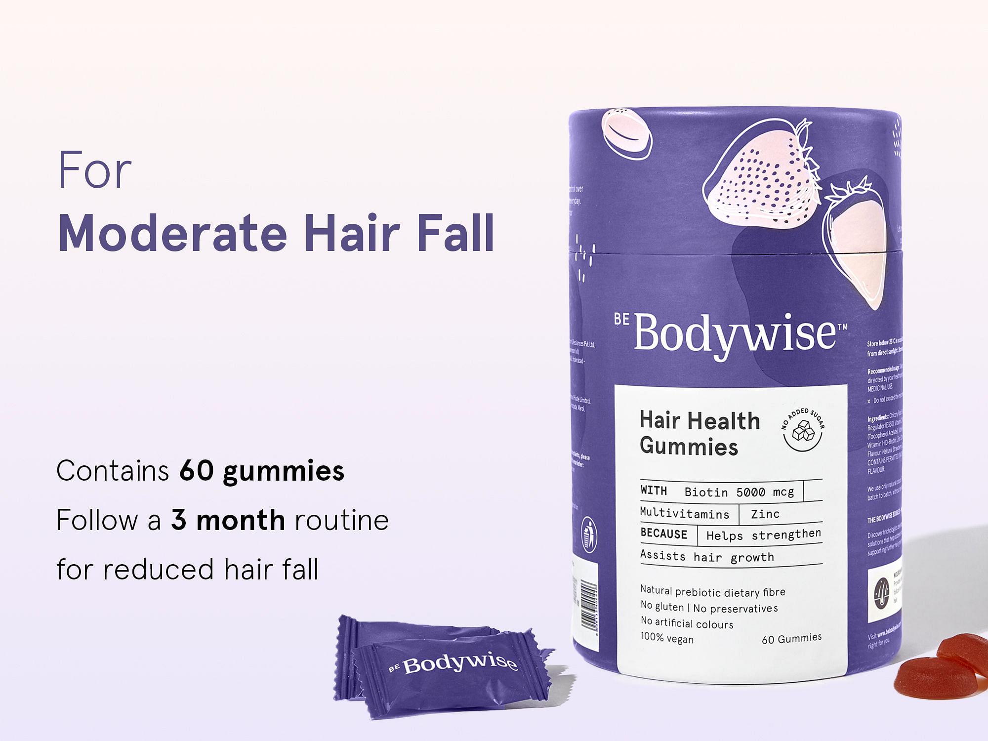 Be Bodywise Biotin Gummies for Hair Growth  No Added Sugar  Hair Vitamins   90 Day Pack Price in India  Buy Be Bodywise Biotin Gummies for Hair  Growth  No