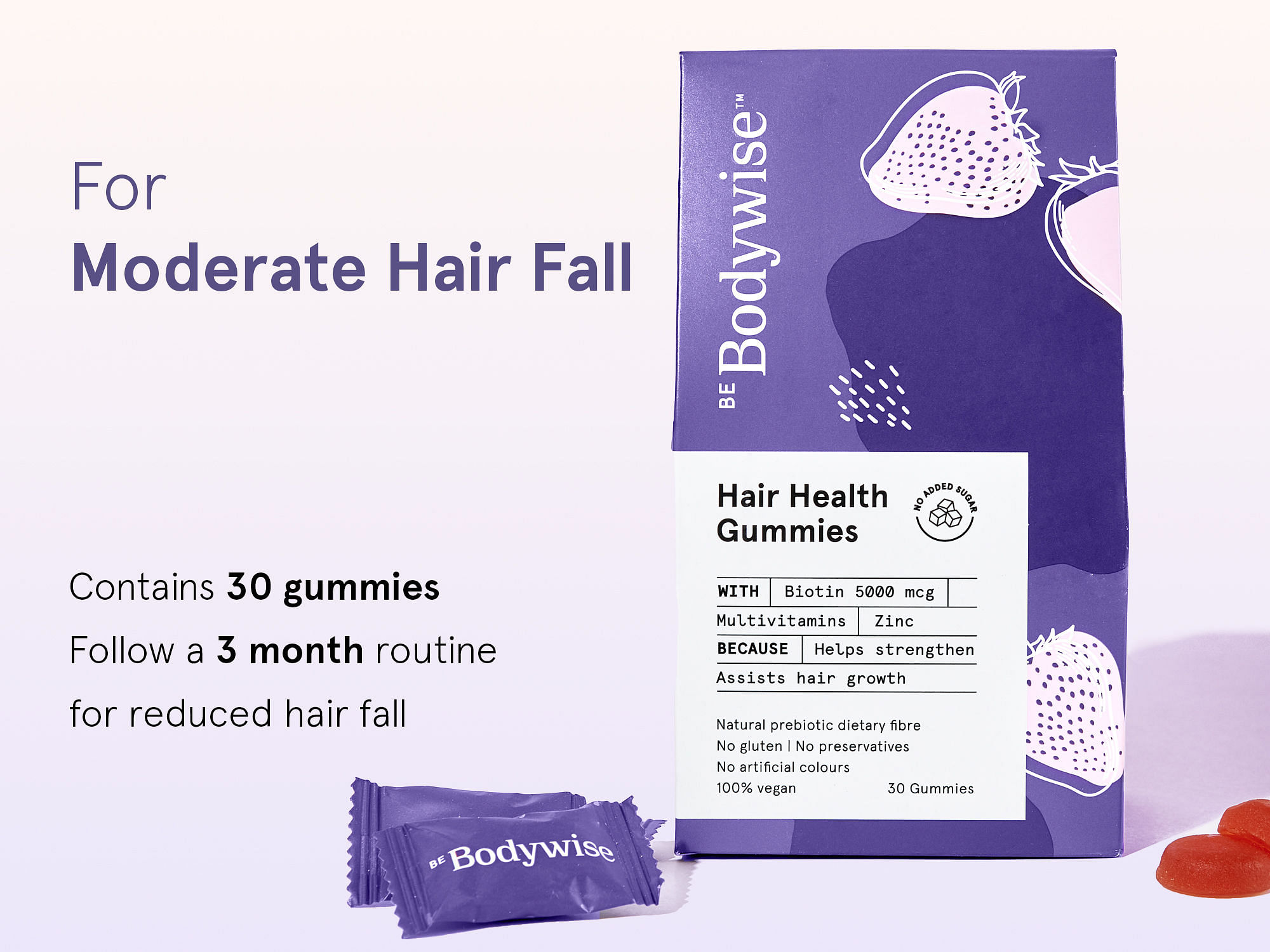 Be Bodywise Biotin Hair Gummies 30 Days Pack  Hair Strengthening Serum  100ml  Reduce Hair fall  Frizz  Nourishes  Strengthens Hair Paraben   SLS Free  Amazonin Beauty