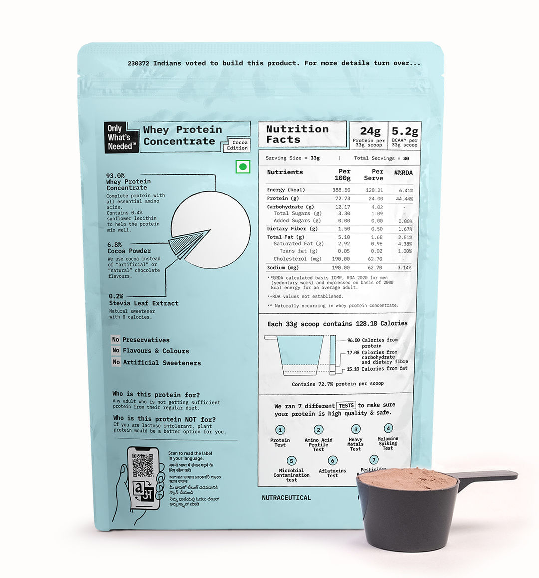 24g Whey Protein Concentrate | 1Kg Pack | Cocoa