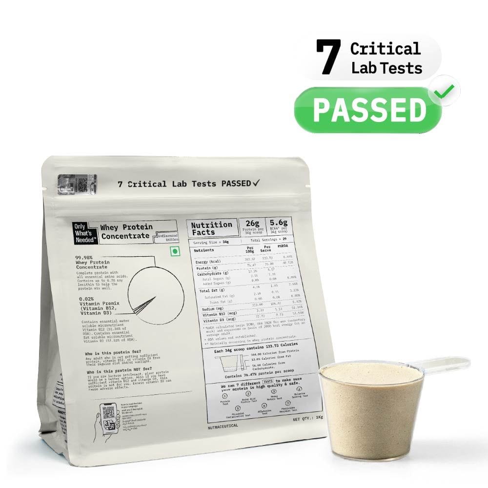 26g Whey Protein Concentrate | 1Kg Pack | Unflavoured